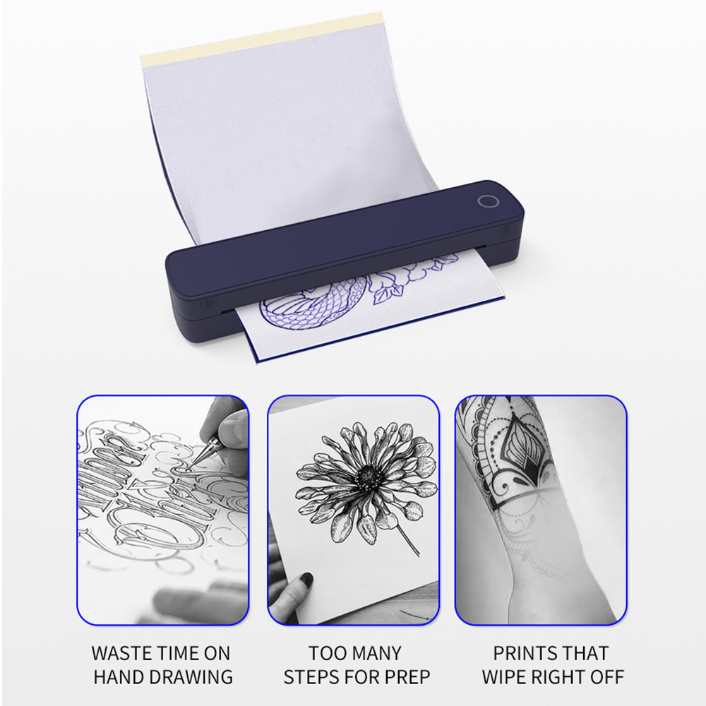 A4 Portable Thermal Printer Mini Desktop Printer A4 Paper Inkless Photo PDF Document Tattoo HD