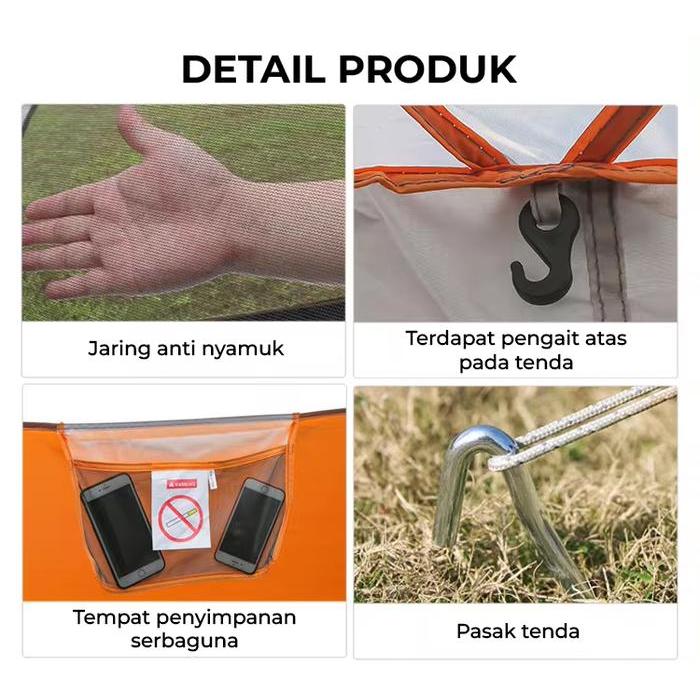Tenda Camping Full Cover Kecil 4 Orang Double layer Tenda Camping 3-4 Orang Tenda Camping 2 Ruang