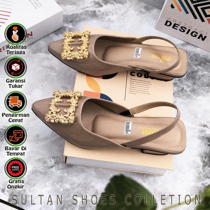 Donatello - Sultan Shoes Spatu/Sandal Wanita Mules Flat Slop Slip On High Heels Pesta 3 Cm Glosy