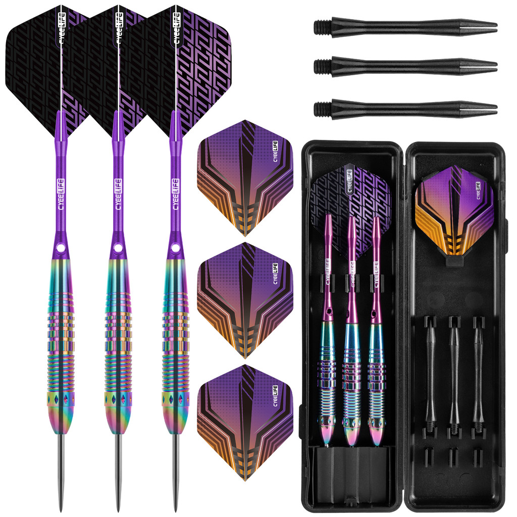 Cyeelife 25G Colorful Copper Steel Tip Darts - Professional Heavy Duty Dart Set With Flights &