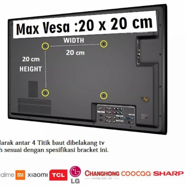 N3W Braket Bracket TV LED 24 32 40 42 43 Inch Xiomi LG Samsung TCL sharp