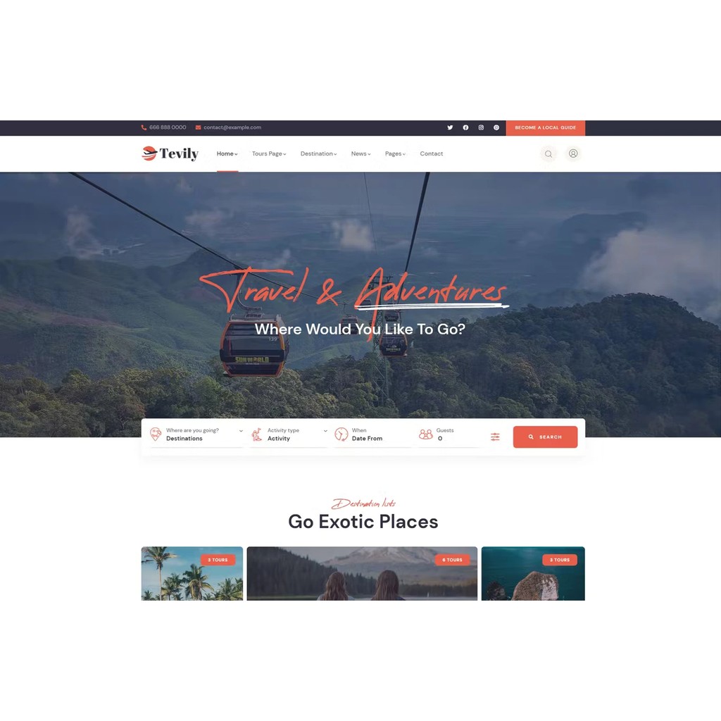 Tevily – Travel & Tour Booking WordPress Theme