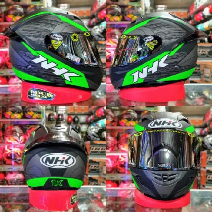Nhk Helm Gp1000 Motif Axion Black Green Doff Paket Ganteng