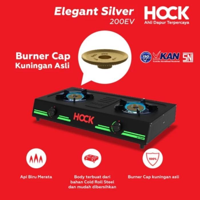 HOCK : HP-200EV KOMPOR GAS 2 TUNGKU ELEGANT SILVER HP 200 EV HITAM