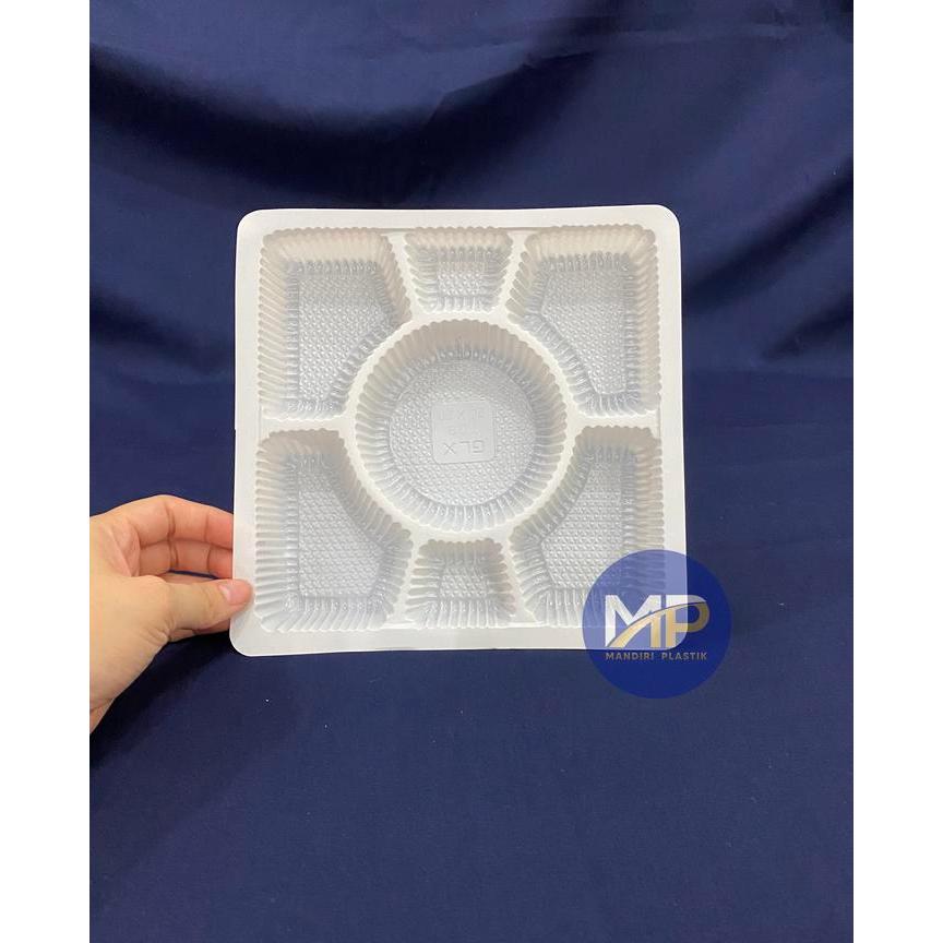 Mika Dalaman Dus 20x20cm / Mika Sekat Tumpeng Dus Nasi 20x20cm SEKAT 7 PUTIH SUSU -50pcs