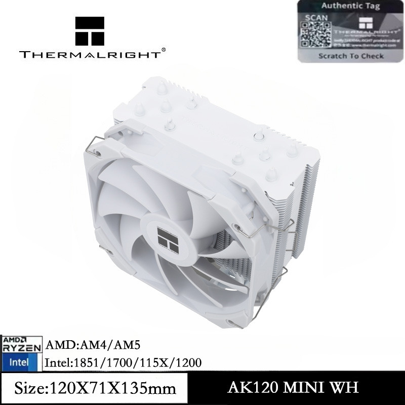 Thermalright Assassin King 120 MINI WHITE Air Cooler 5 Heat Pipes 4PWM 1500RPM Speed CPU Cooler for
