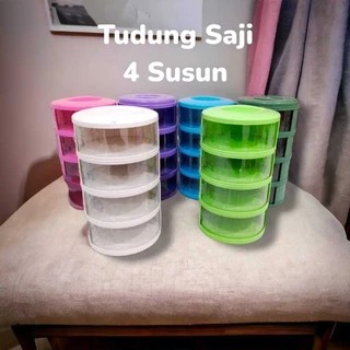 TRI J Rak Penyimpanan Makanan 4 Susun Tudung Saji Tingkat New Design Motif