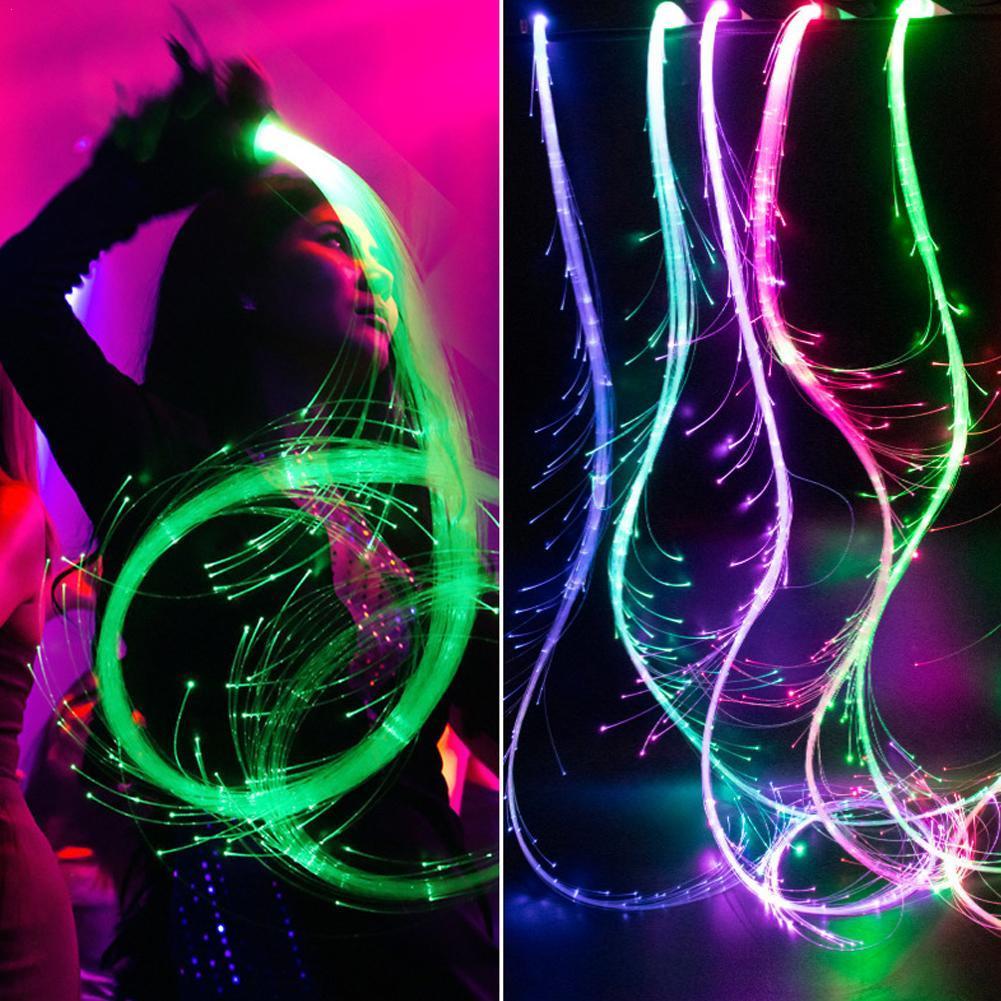 LED Fiber Optic Whip USB Rechargeable Optical Hand Rope Pixel Light-Up Whip Flow Toy Dance Music Par