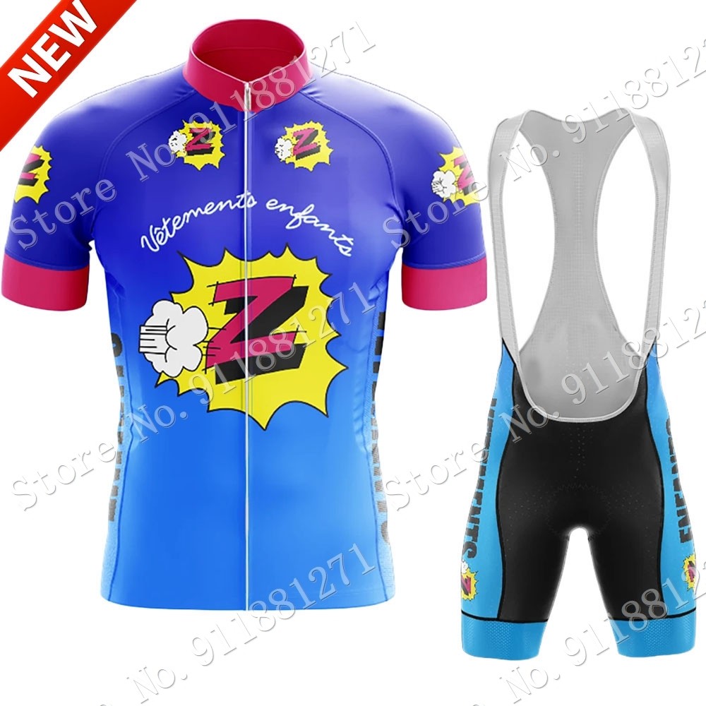Z Vetements Team 2023 Mens Retro Cycling Jersey Set Summer Bicycle Clothing Road Bike Shirts Suit Bi