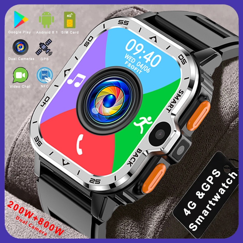 2.03 inch Android Smart Watch SIM Card GPS Wifi NFC Dual Camera 16G 64G ROM Google Play IP67 HeartRa