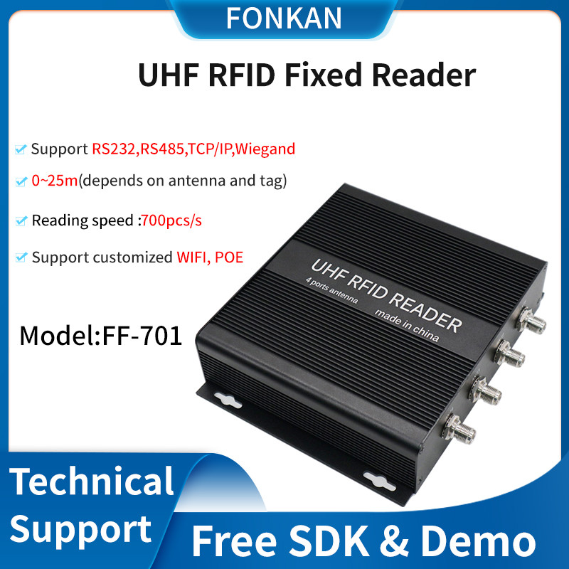 Long Range UHF RFID Reader 4Port Passive RFID Reader Fixed RFID UHF Tag Reader for Access Control