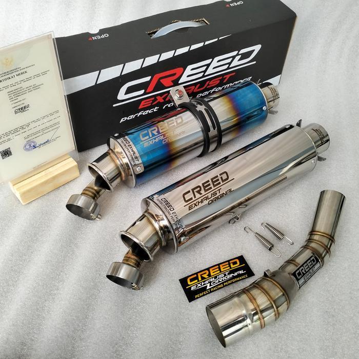 Tabung Silincer Knalpot Racing Creed Exhaust Suara Ngebas Adem Pnp For Ninja 250 Karbu/Fi Lama Cbr