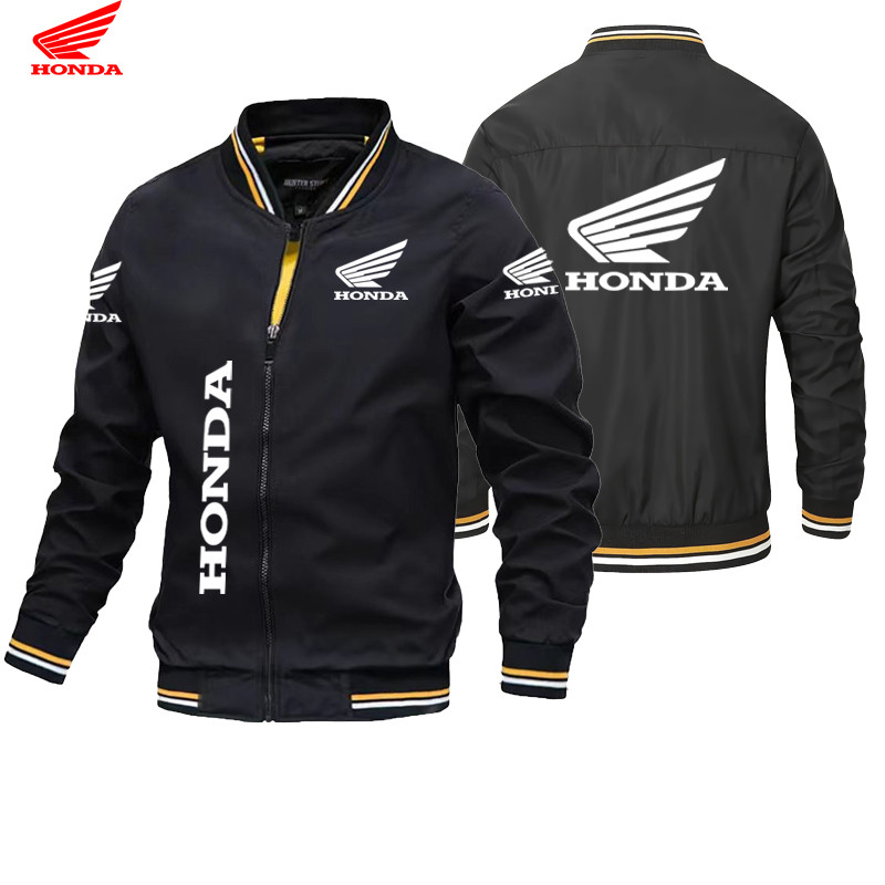 Honda Logo Solid Color Bomber Jacket Men's Casual Slim Fit Baseball Mens Jackets New Autumn Fashion