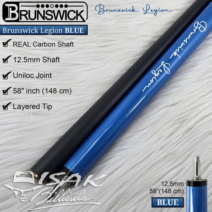Brunswick Legion Cue Blue - REAL Carbon Shaft Uniloc Pool Stick Billiard