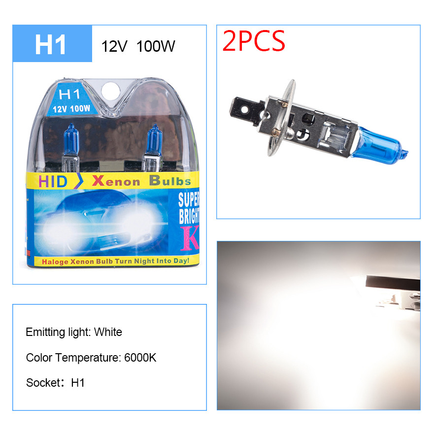 ADPOW 2PCS H1 12V Standard Super White Halogen Lamp 6000K Headlight Auto Fog Lamp 55W 100W Car