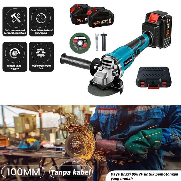 MAKITA Gerinda Baterai Brushless 4Inch 450W Mesin Gerinda Baterai Tangan Cordless Angle Grinder