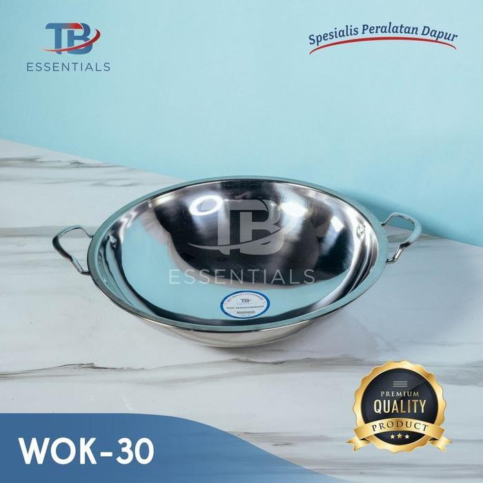 [AP] Wajan Wok Stainless Steel Uk 21, 24, 26, 28, 30, 32 Kitchenware