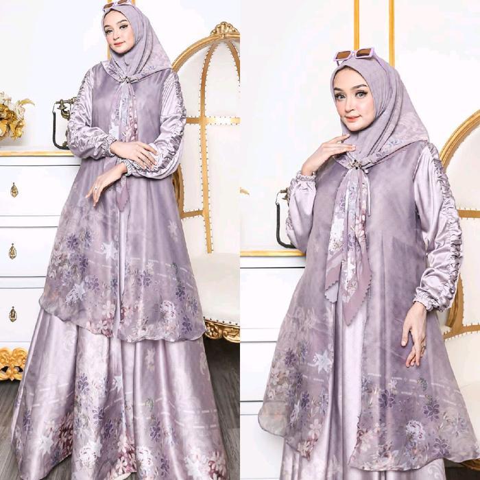 TERLARIS RIZKIYA LAILA BY HUMAIRA DMECCA GAMIS ARMANY SILK PREMIUM PRINTING MIX ORGANZA PRINTING