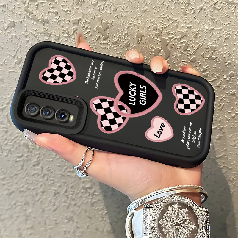 Casing Hp Untuk VIVO Y20 Y20s Y20i Y20T Y12s Y12a Y30G Y11s Case Hati kotak-kotak hitam putih Kasing