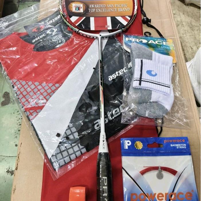 Raket Badminton Pro Ace Sniper 1 White Orange Series Original Komplit Best Seller