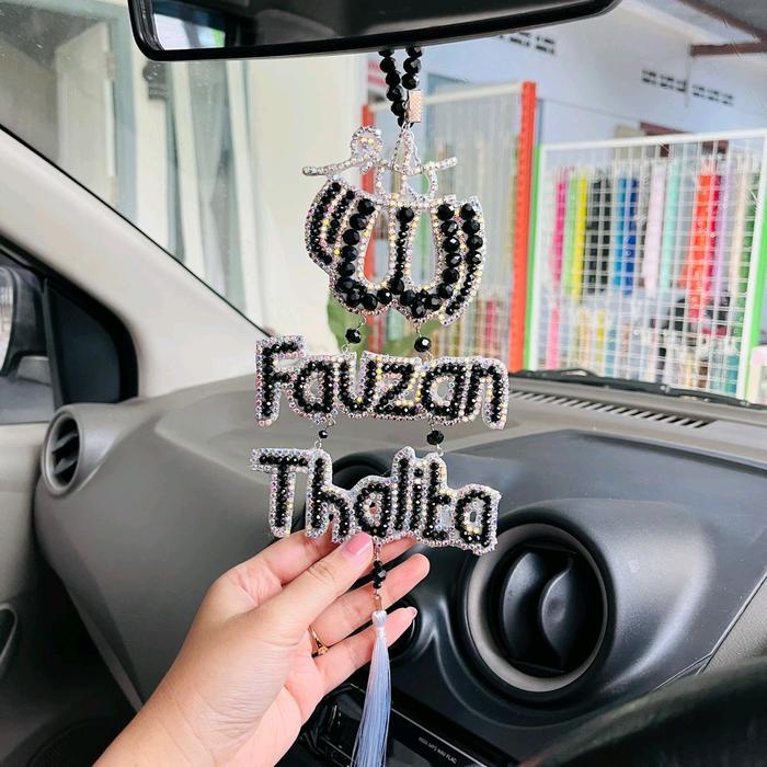 Gantungan Spion Mobil Allah Ples 2 Tingkat Nama Depan Saja Dan Bolak Balik