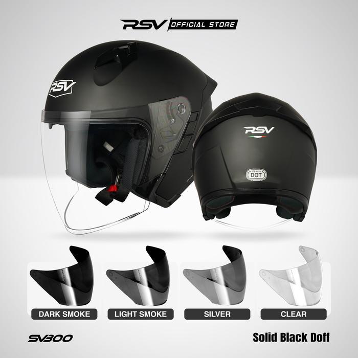 ASLI (Bundle) Helm RSV SV300 Series + Extra Visor Warna (Smoke/Iridium) Half Face Unisex RSV Helmets