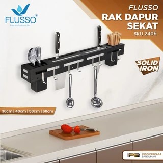 FLUSSO Rak Dapur Tempat Bumbu Sendok Pisau Gantung Dinding Minimalis | Tempat Bumbu Gantung Dapur