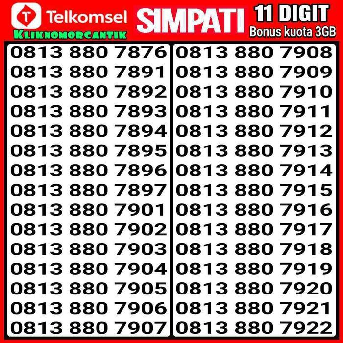 Nomor Cantik Telkomsel Simpati 11 Digit 4G&5G Bonus Kuota 3Gb. A2