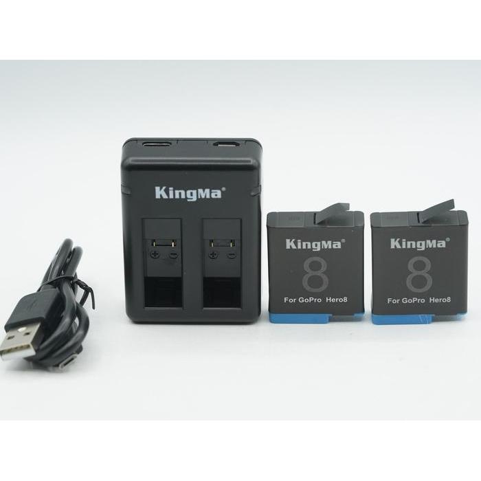 KINGMA BM042 GoPro 2Pcs Battery 1220mAh AHDBT-801 & Dual Charger Satu Set Baterai Kamera for Kamera