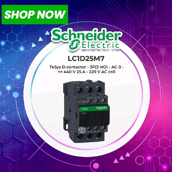 Kontaktor Schneider Lc1D25M7 Contactor 3 Pole 25 Amper 220 Volt Ac