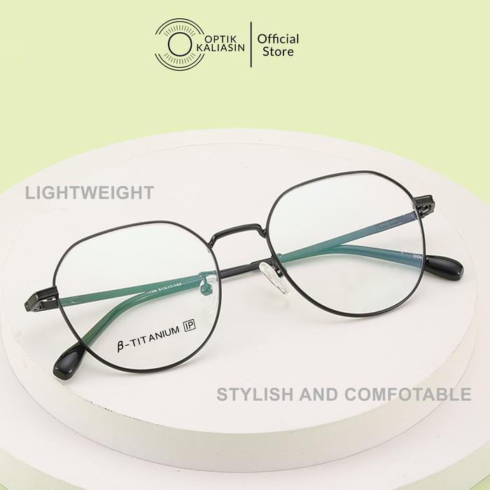 Frame Kacamata pria wanita titanium bulat metal full frame tipis 1759