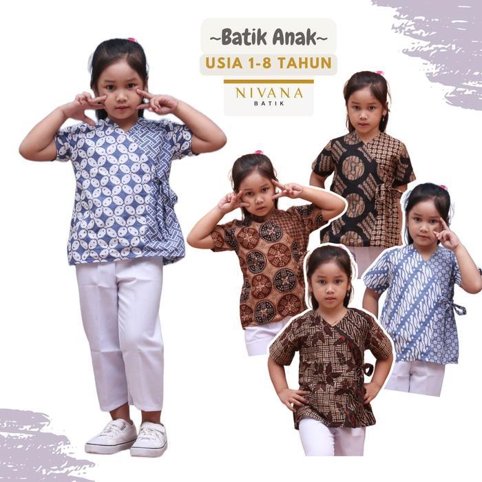 Atasan Batik Anak Perempuan Baju Blus Kombinasi Anak Cewek