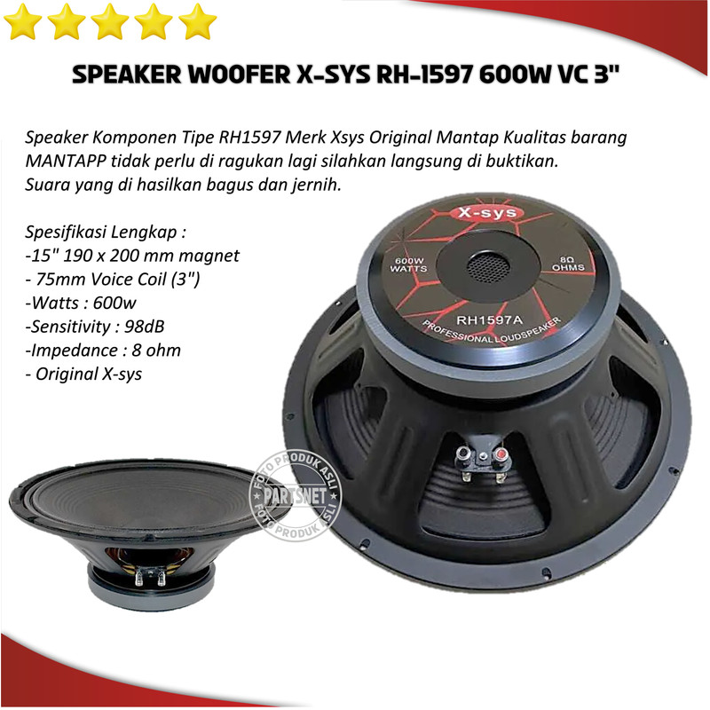 Speaker Woofer Komponen X-sys RH1597 Original