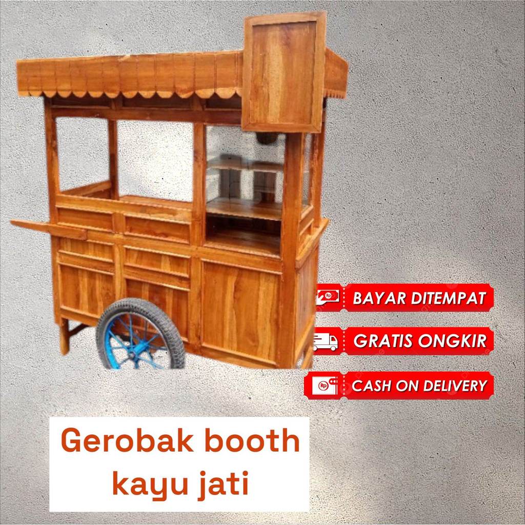 gerobak  bakso kayu jati free ongkir