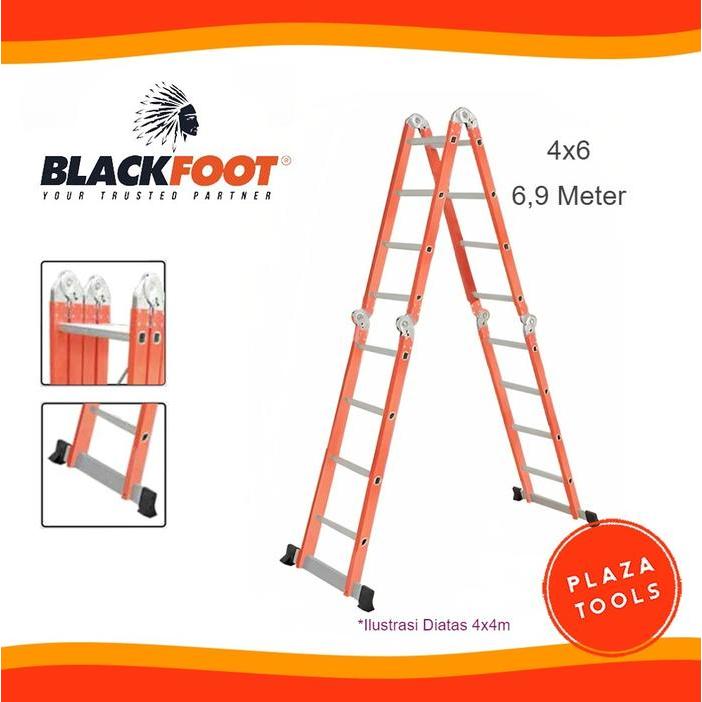 Tangga Lipat Aluminium Blackfoot 4x6 / 6.9 Meter Tangga MultiFungsi