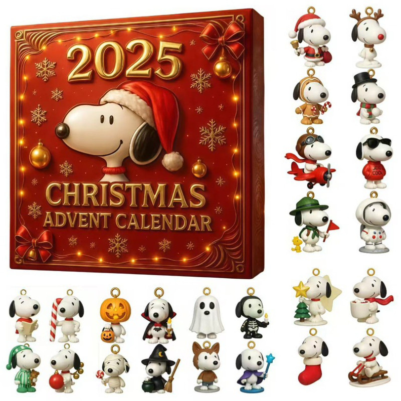 Snoopy Advent Calendar Anime 2d Flat Acrylic Pendant Christmas Countdown Surprise Box Calendar