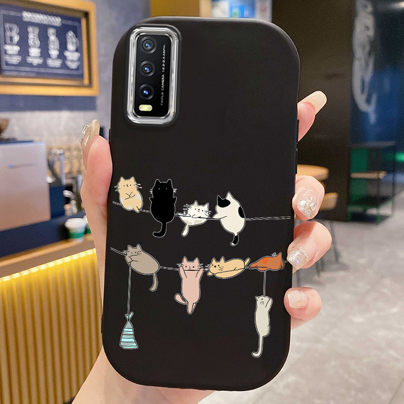 Casing Hp Untuk VIVO Y20 Y20i Y20s Y20T Y12s Y12a Case Casing Menggantung kucing pola Kesing HP Cesi