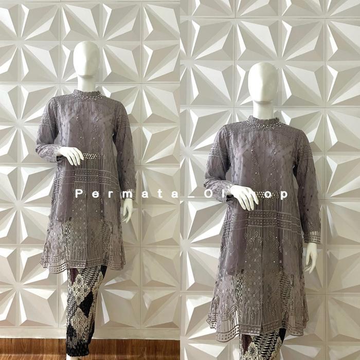 Permata Olshop / Kebaya Tunik Audy Twotone / Kebaya Payet / Kebaya Kondangan / Kebaya Wisuda /