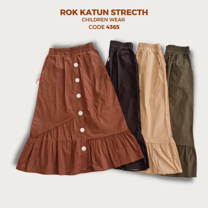 Rok Panjang Anak Perempuan Tanggung Bahan Katun Strecth Model Rempal Variasi Kancing Depan Aneka