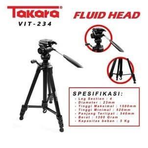 TAKARA VIT-234 TRIPOD VIDEO FLUID HEAD + BAG - VIT234 TRIPOD KAMERA HP