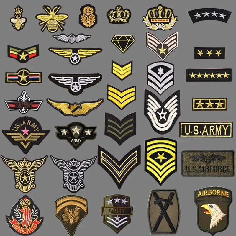 Green Emblem Iron on Patches for Clothing Jeans Jacket Embroidery Star Applique Clothes Sticker