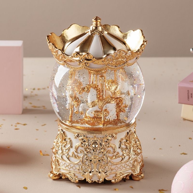 Crystal ball automatic snow drifting music box, children's music box, girl's birthday gift ornament,