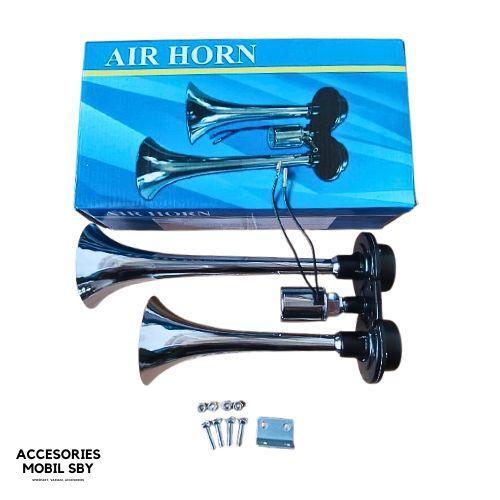 Air Horn Klakson Angin 2 Corong Terompet 12-24 Volt