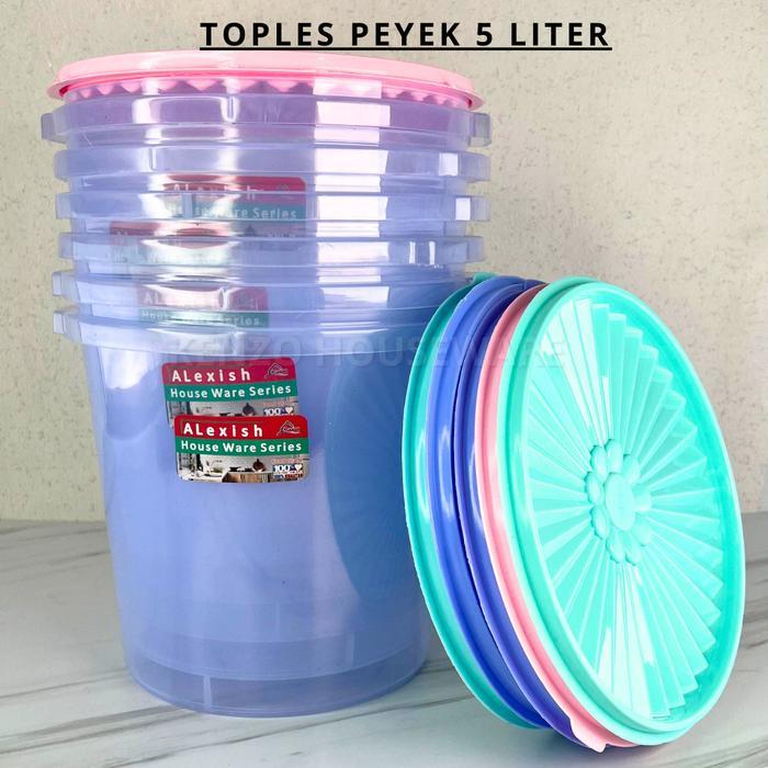 "New" Toples Peyek 5 LITER PEYELE ALEXISH Toples Krupuk Bening Transparan Kedap Udara