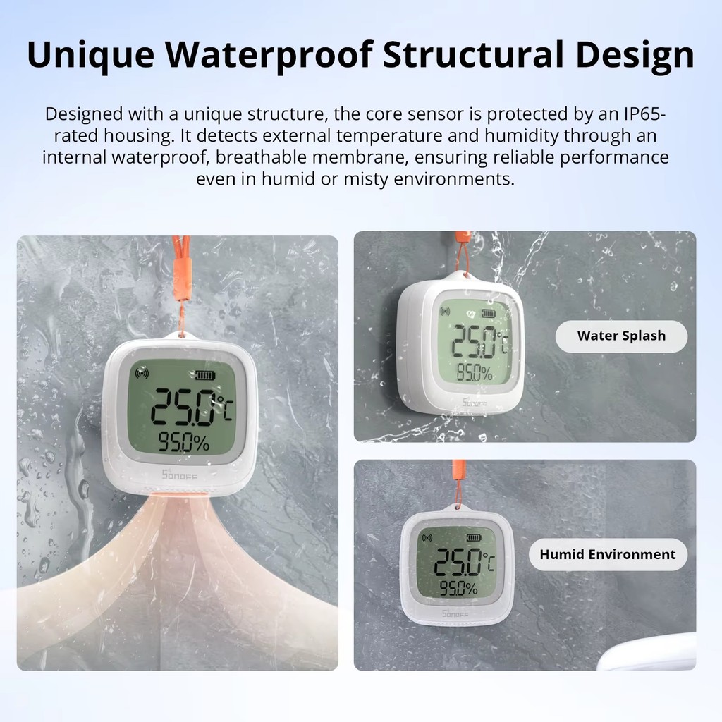 SONOFF SNZB-02WD SNZB 02WD ZIGBEE TEMPERATURE HUMIDITY SENSOR IP65 WATERPROOF BATHROOM GREENHOUSE