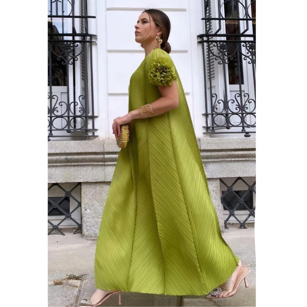 Miyake Pleated Heavy Industry Flower Disc Geometric Pleated Dress Versatile Age-reducing Mother