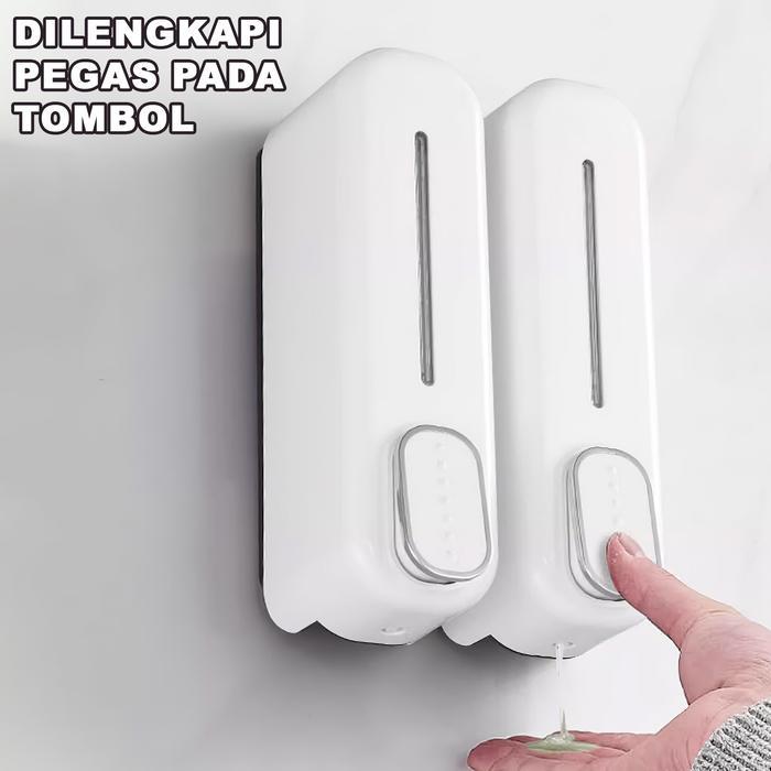 Dispenser Sabun Cair 2 Tabung Tempat Sabun Cair Tempel Dinding New Collection -ZK-19