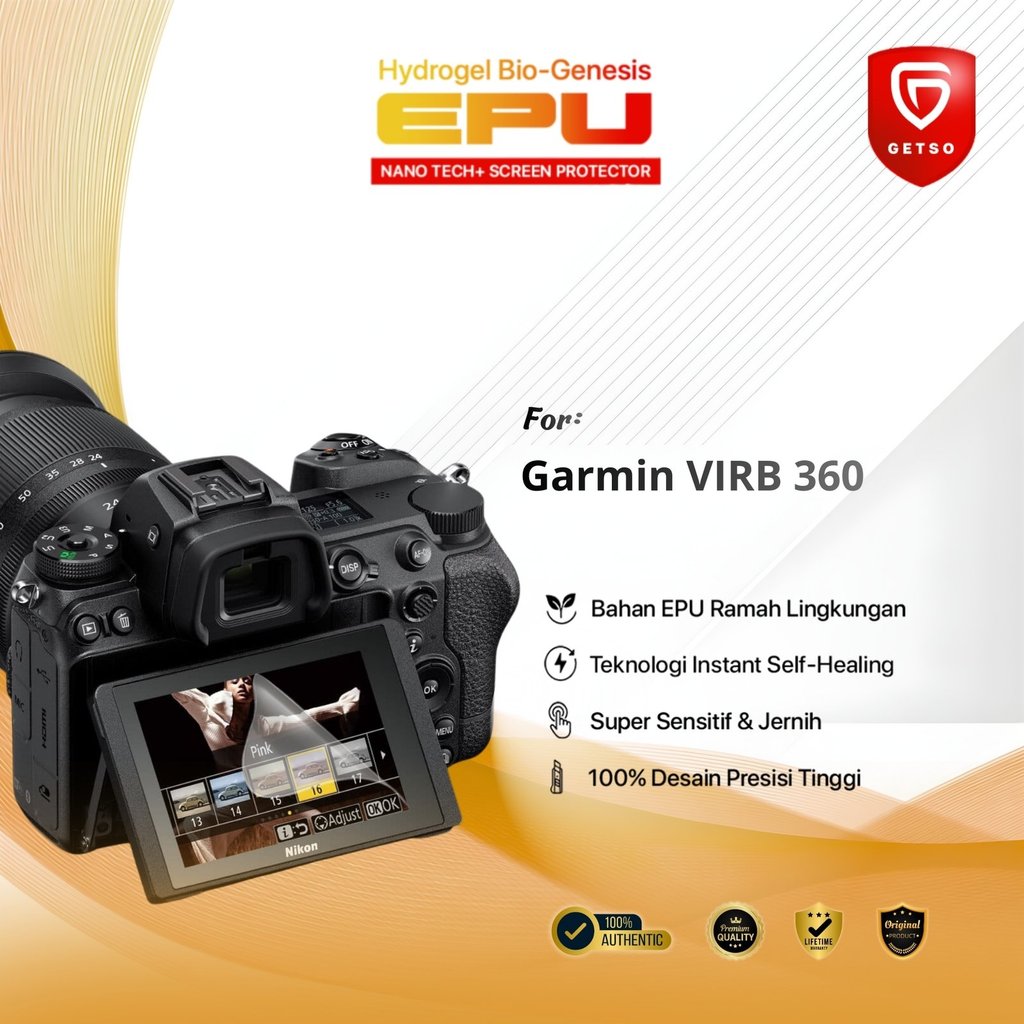 Getso BIO-HYDRO EPU Hydrogel Display Protector for Garmin VIRB 360 Deluxe Protection Film Clear HD S