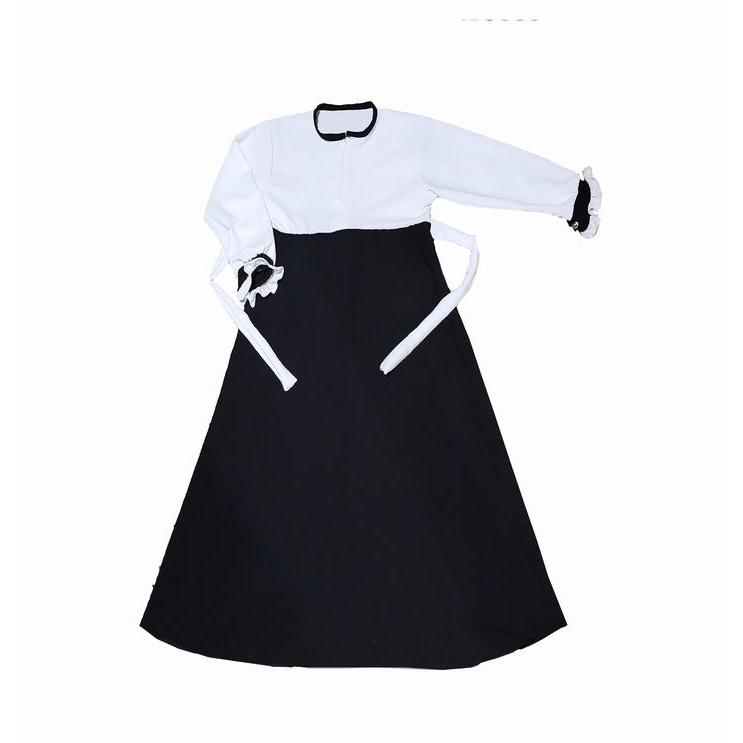 GAMIS ANAK HITAM PUTIH CRINKLE AIRFLOW / SERAGAM PAKAIAN ANAK SEKOLAH PAUD TK SD MADRASAH / GAMIS