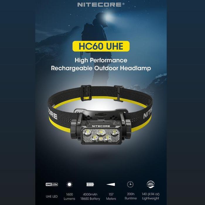 Nitecore HC60 UHE 1600 Lumens USB-C Rechargeable Headlamp